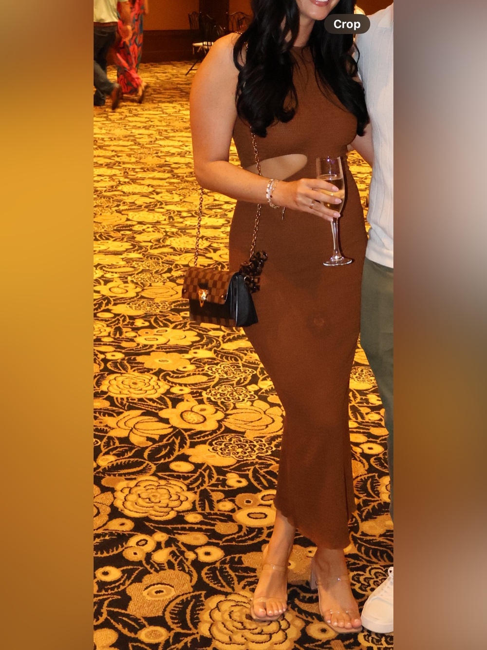 Zara Brown Cutout Midi Dress